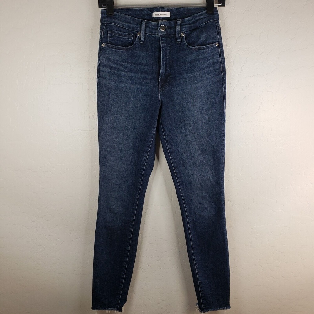 Good American Jeans ‎ Women's Size 4 / 27 Good Legs High Waist Raw Hem Ankle